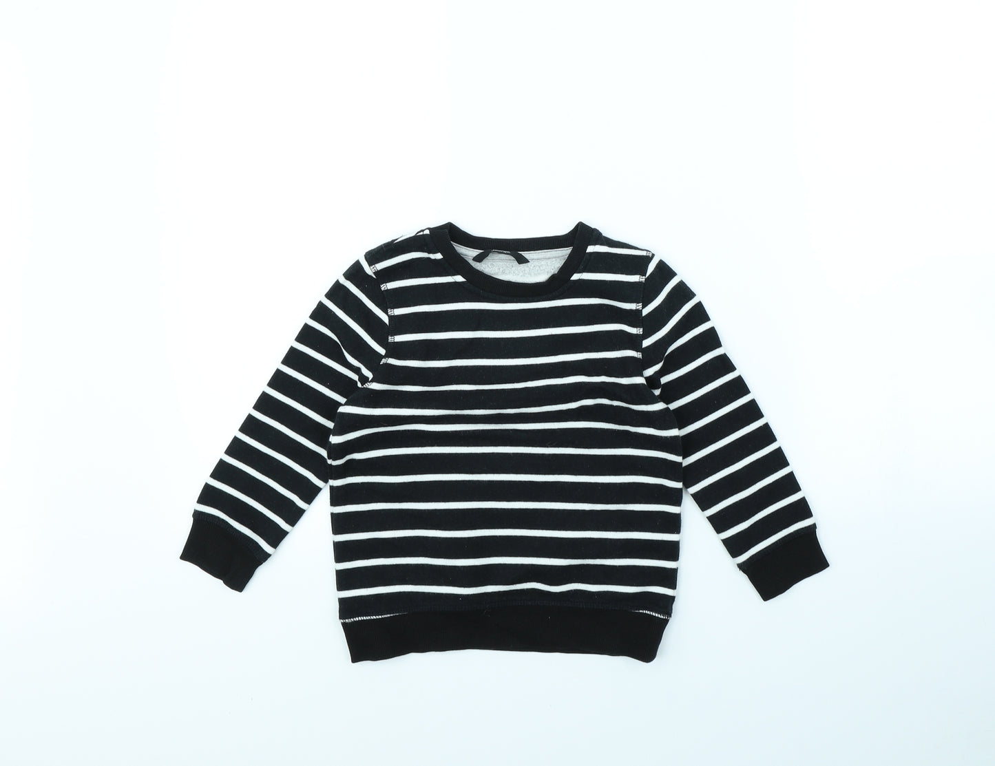 George Boys Black Striped  Pullover Jumper Size 3 Years