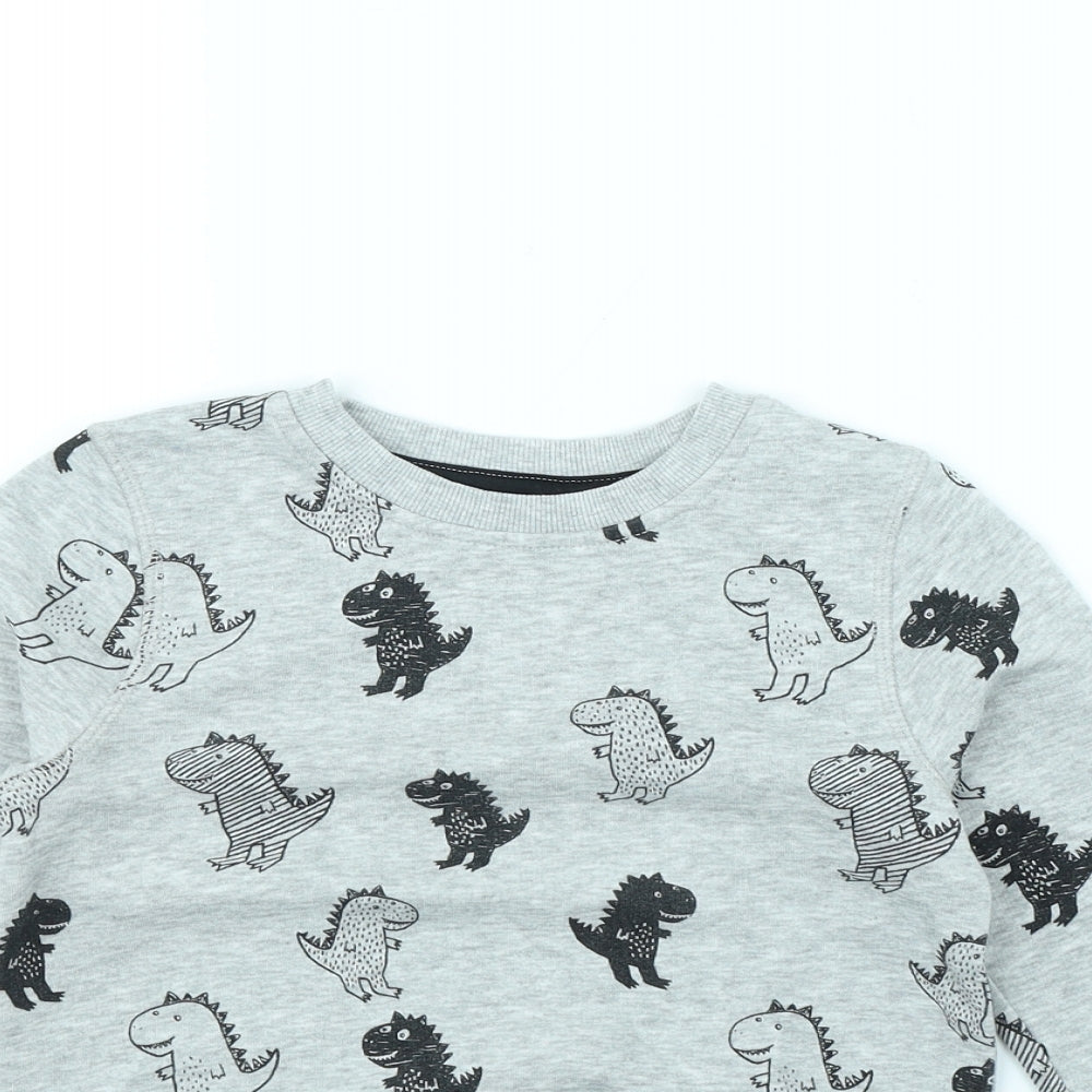 George Boys Grey Spotted  Pullover Jumper Size 3 Years  - Dinosaur