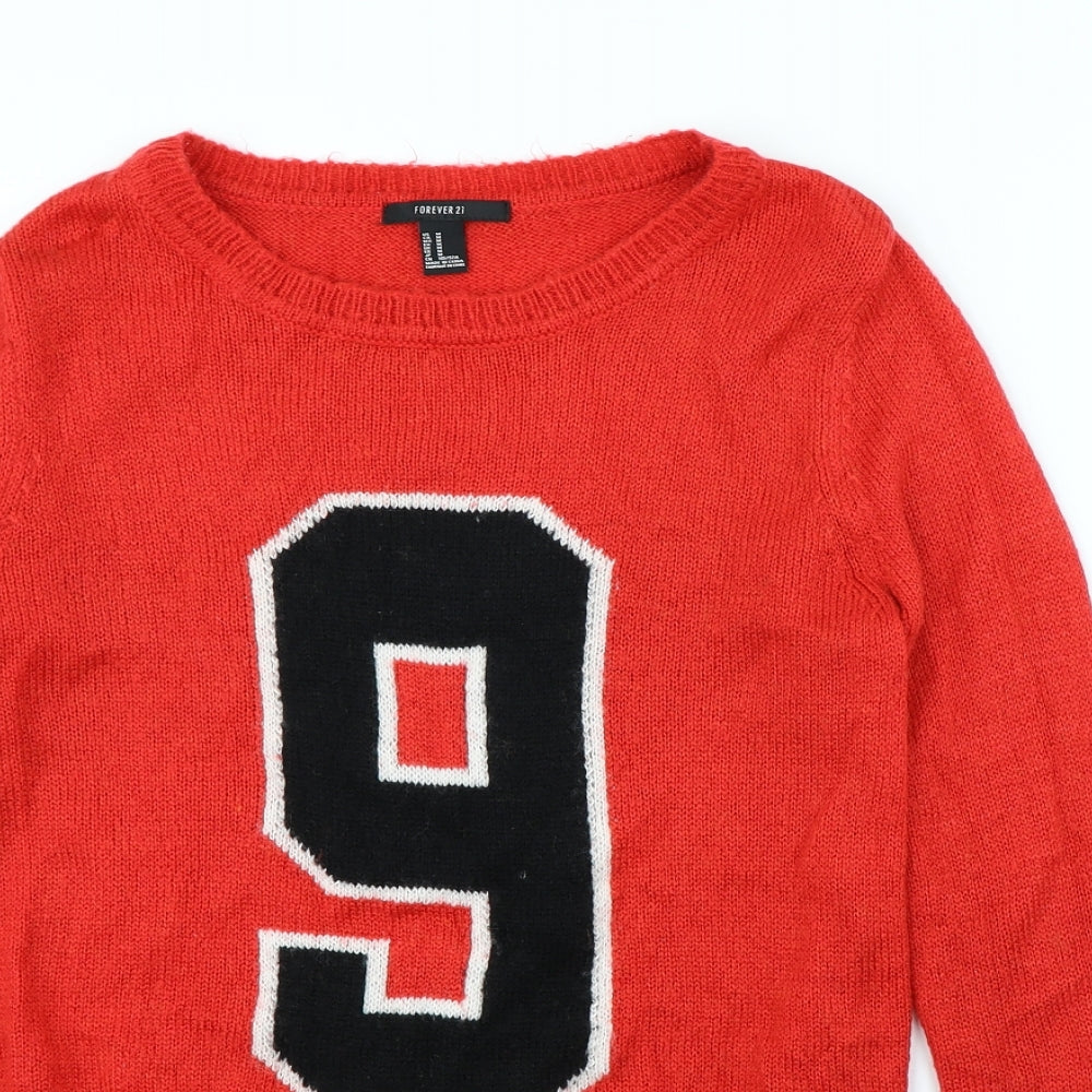 FOREVER 21 Womens Red   Pullover Jumper Size M  - 9