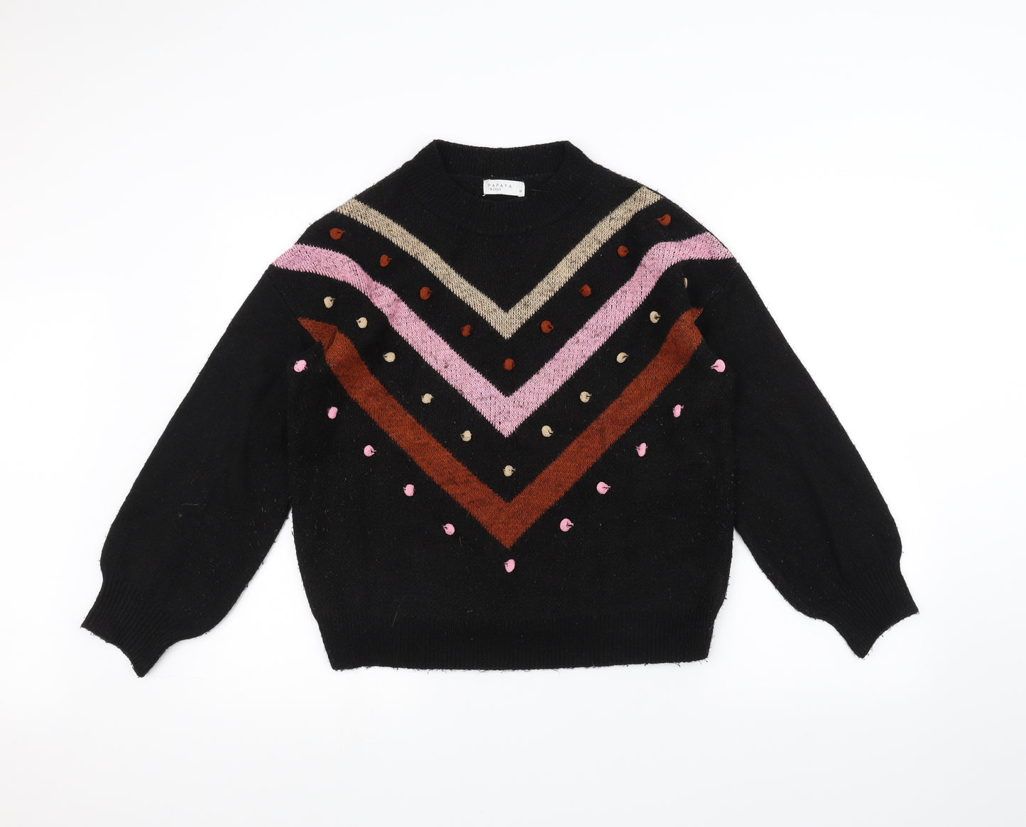 Papaya Womens Black  Knit Pullover Jumper Size M