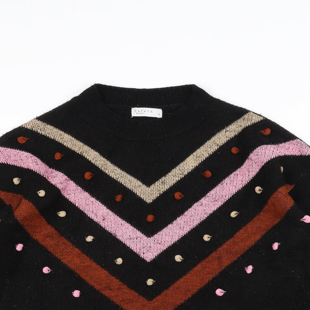 Papaya Womens Black  Knit Pullover Jumper Size M