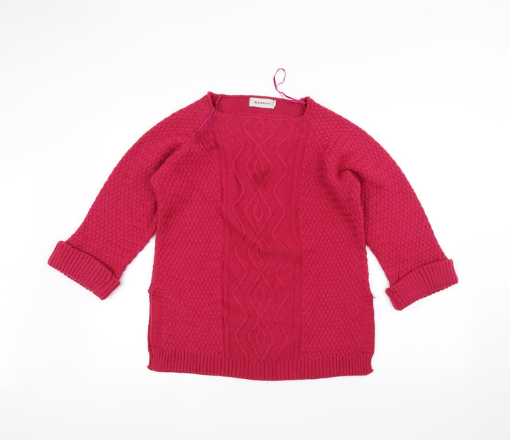 BASSINI Womens Pink  Knit Pullover Jumper Size S