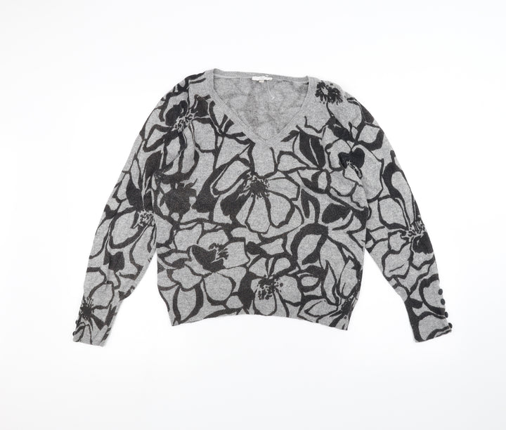 Country Club Womens Grey Floral Pullover Jumper Size L