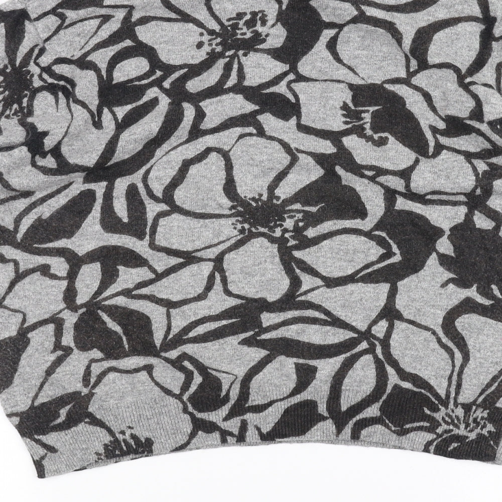 Country Club Womens Grey Floral  Pullover Jumper Size L