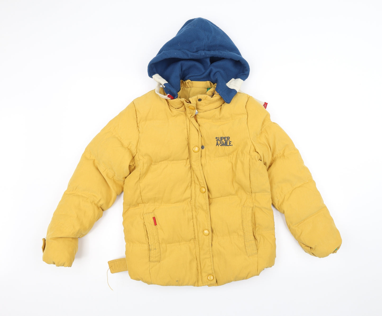 Preworn Boys Yellow   Puffer Jacket Coat Size 11-12 Years  - Hooded