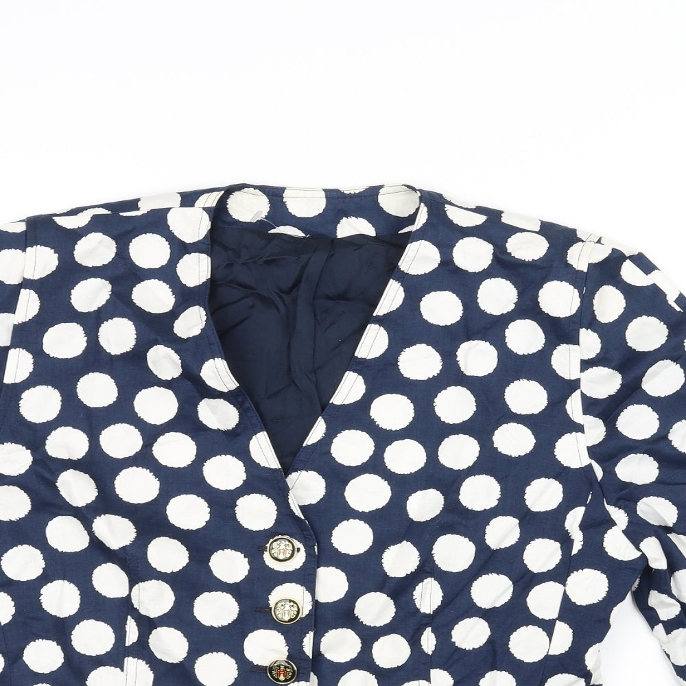 lovetta bloom Womens Blue Polka Dot  Jacket  Size 12