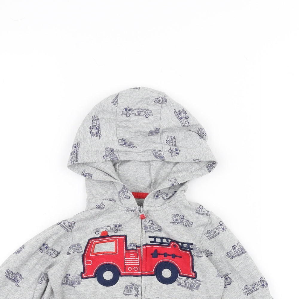 Preworn Baby Grey   Jacket  Size 18 Months  - Fire Engine