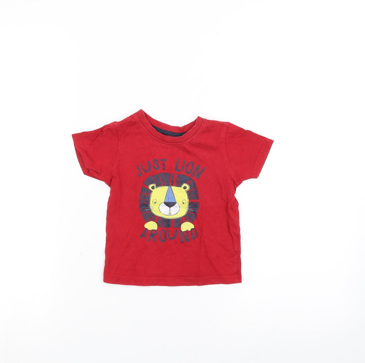 Primark Baby Red   Basic T-Shirt Size 9-12 Months  - Lion