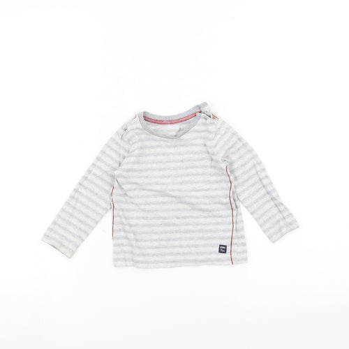 Mothercare Baby Grey Striped  Basic T-Shirt Size 9-12 Months