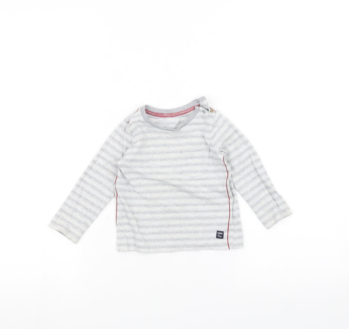 Mothercare Baby Grey Striped Basic T-Shirt Size 9-12 Months