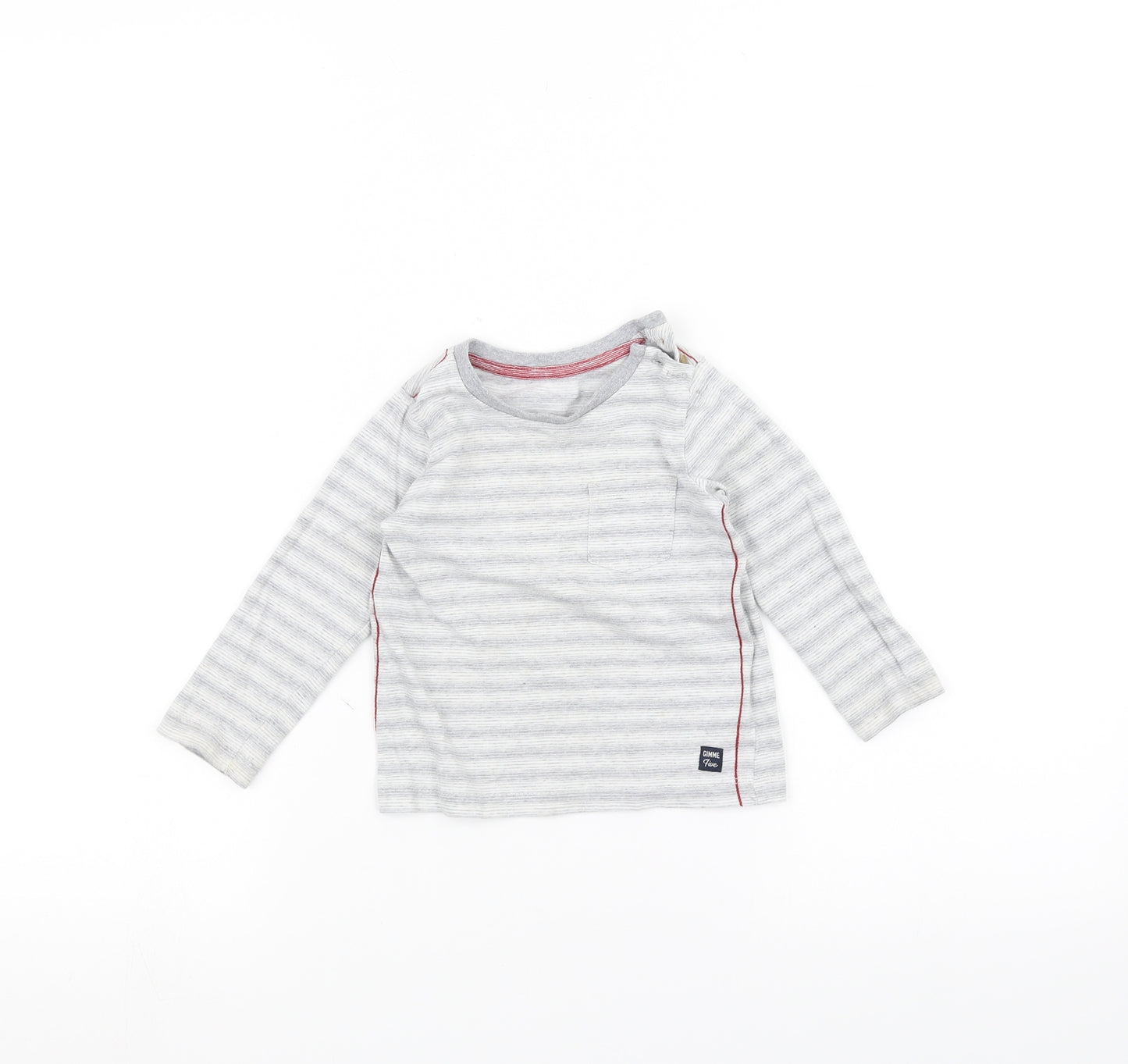 Mothercare Baby Grey Striped  Basic T-Shirt Size 9-12 Months