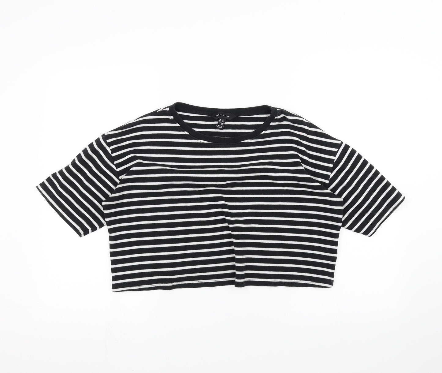 New Look Womens White Striped  Basic T-Shirt Size 12