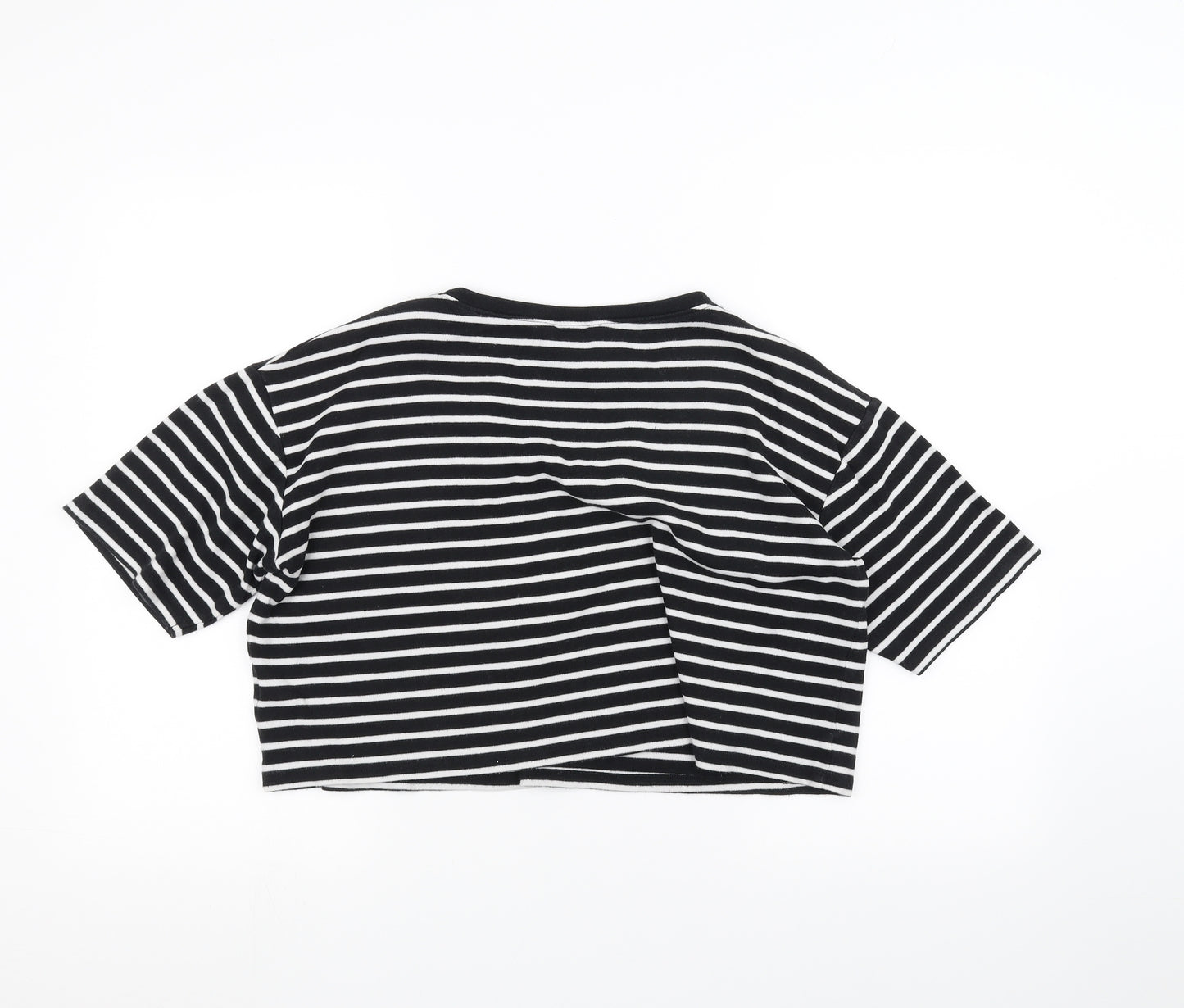 New Look Womens White Striped  Basic T-Shirt Size 12