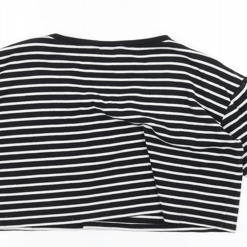 New Look Womens White Striped  Basic T-Shirt Size 12