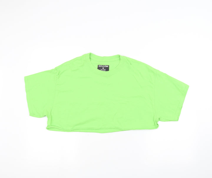 PRETTYLITTLETHING Womens Green   Cropped T-Shirt Size M