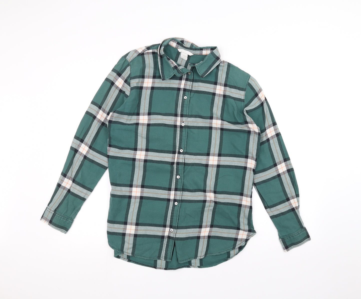 H&M Womens Green   Basic Button-Up Size 10