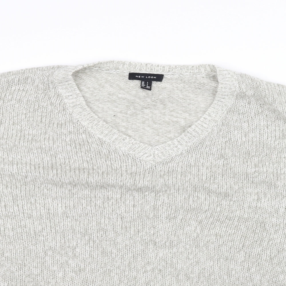 New Look Womens White  Knit Pullover Jumper Size L