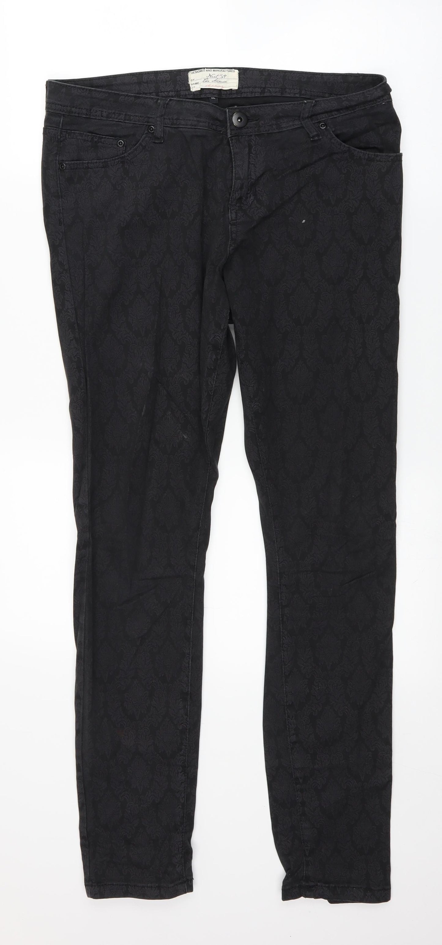 NEXT Womens Black  Denim Straight Jeans Size 14 L30 in