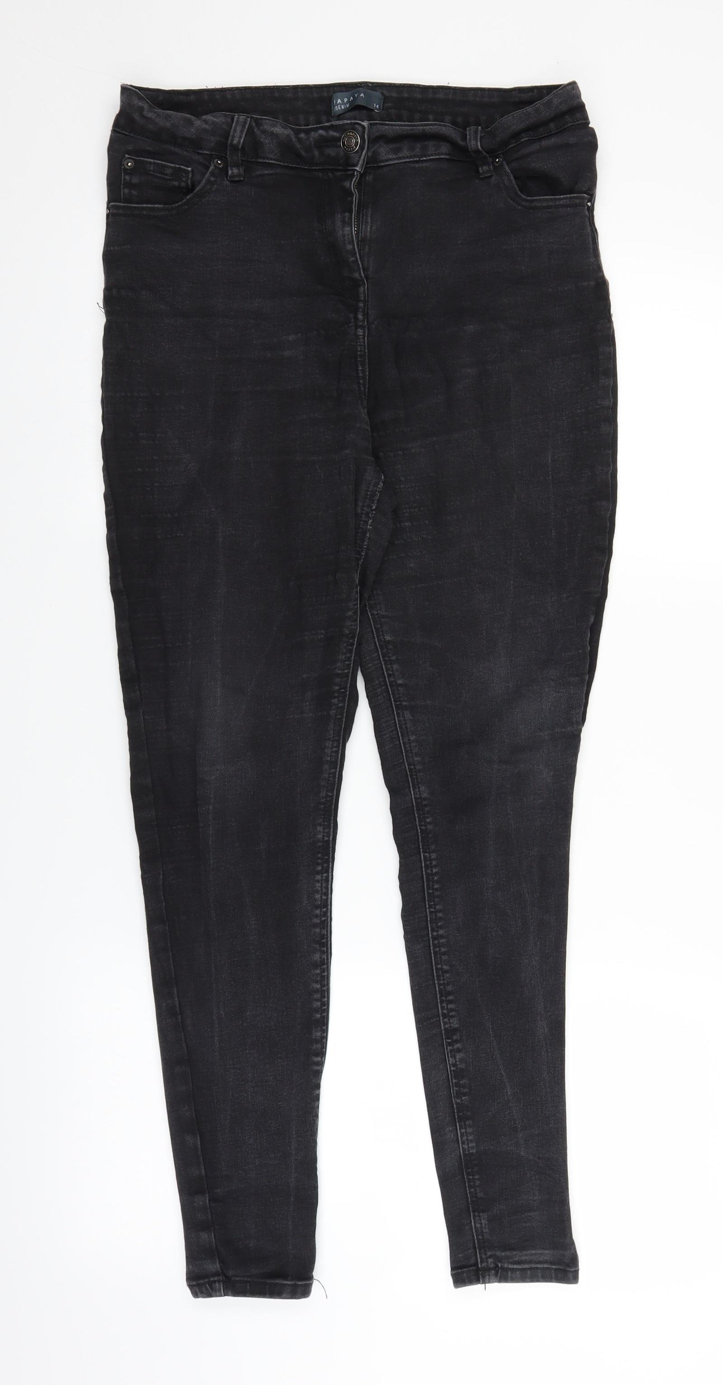 Papaya Womens Black  Denim Skinny Jeans Size 14 L26 in