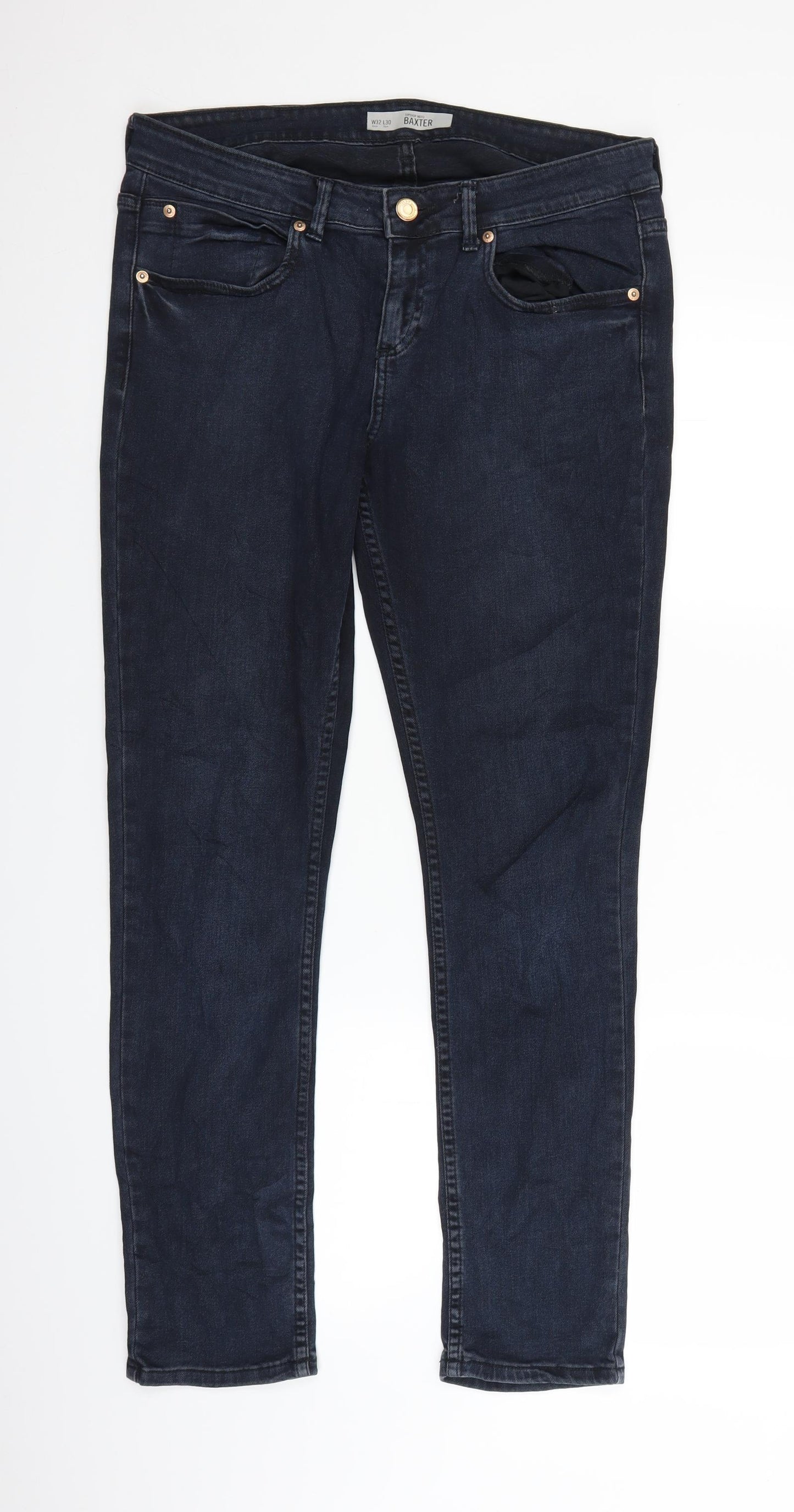 Topshop Womens Blue  Denim Straight Jeans Size 32 in L29 in