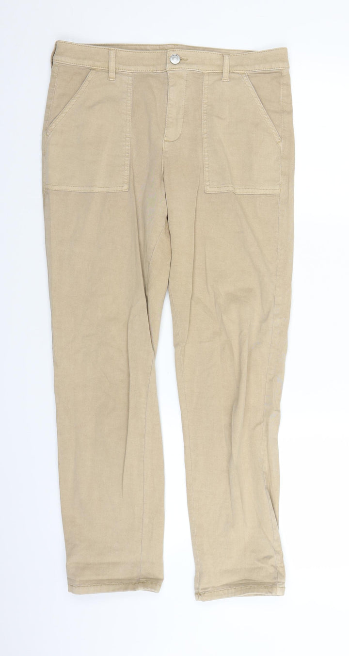 F&F Womens Beige Chino Trousers Size 8 L24 in
