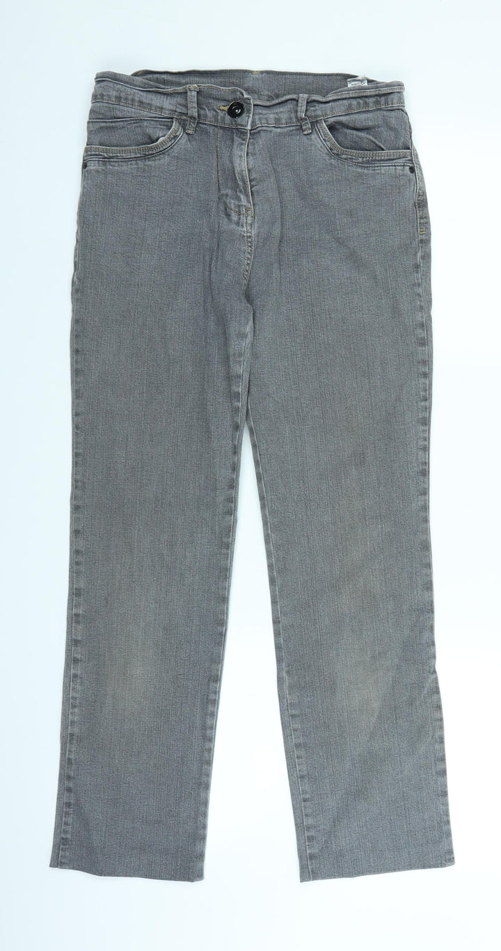 Marks and Spencer Womens Grey  Denim Straight Jeans Size 10 L26 in