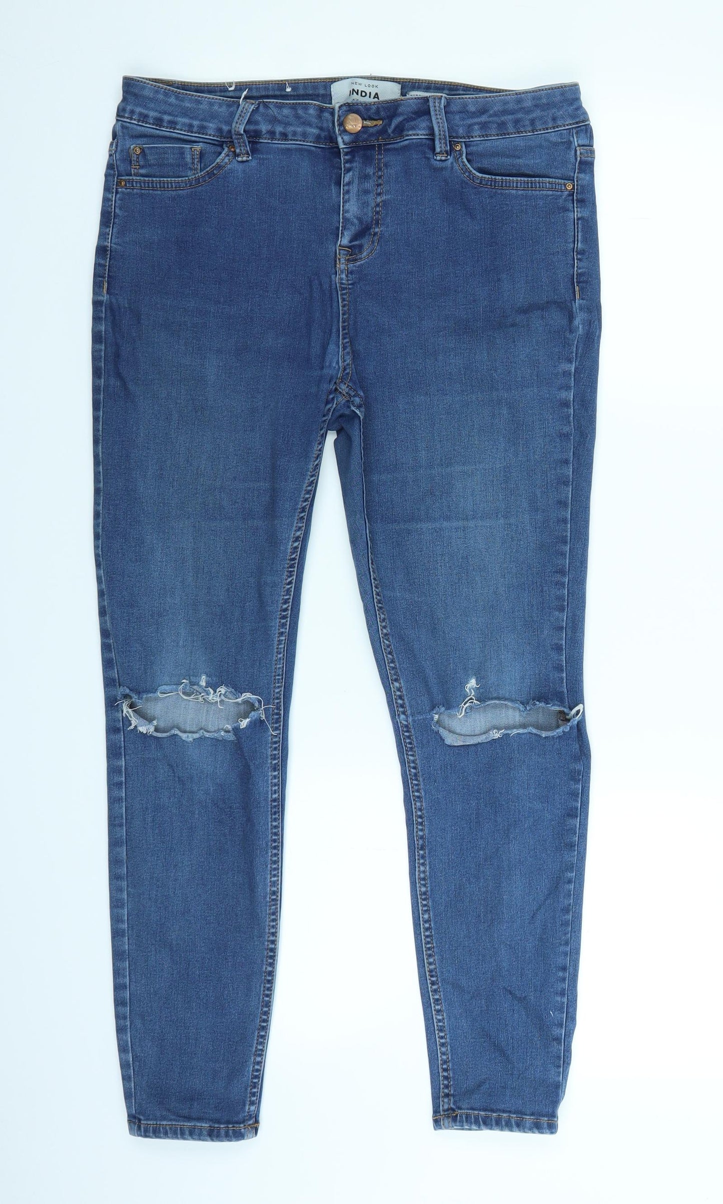 New Look Womens Blue  Denim Straight Jeans Size 14 L24 in
