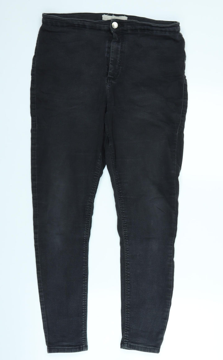Topshop Womens Black Denim Straight Jeans Size 32 in L25 in