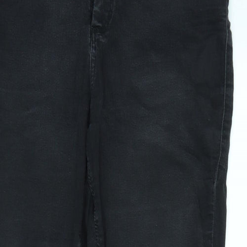 Topshop Womens Black  Denim Straight Jeans Size 32 in L25 in