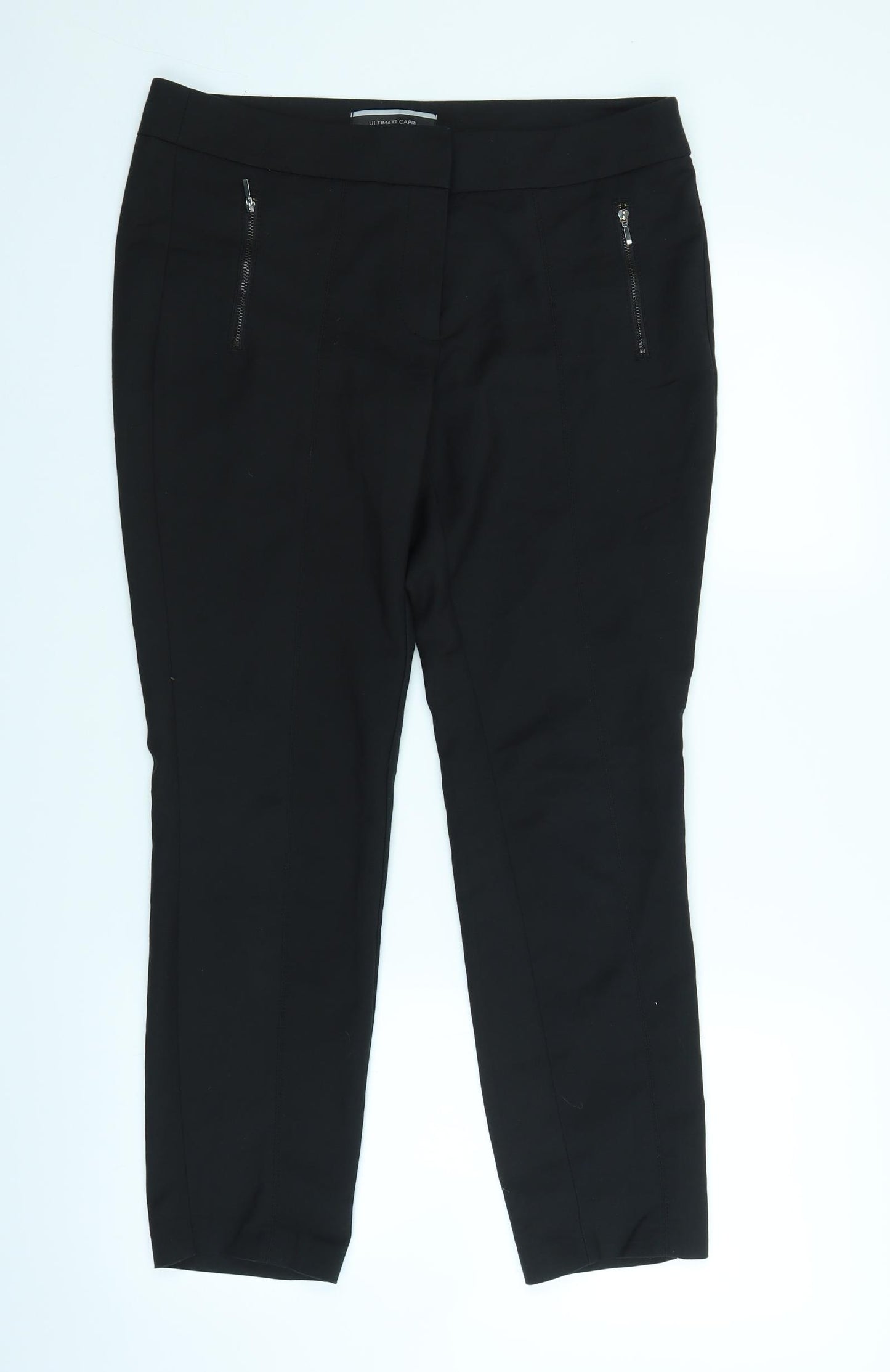 NEXT Womens Black   Capri Trousers Size 10 L25 in