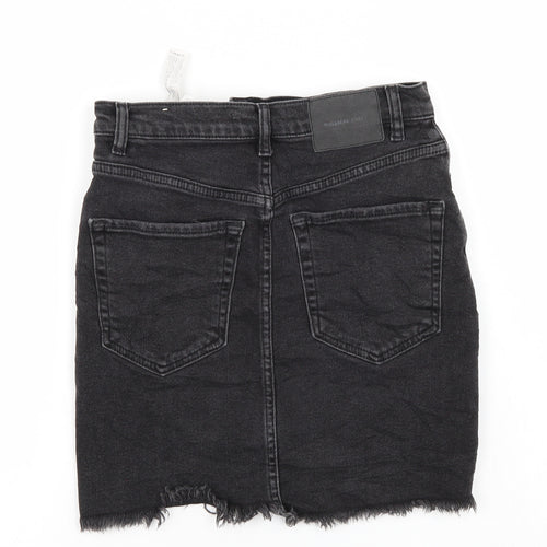 Pull & Bear Womens Black  Denim Mini Skirt Size S  - Distressed