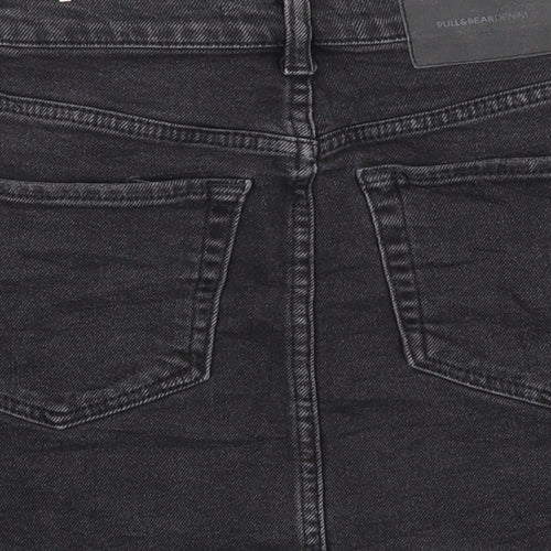 Pull & Bear Womens Black  Denim Mini Skirt Size S  - Distressed