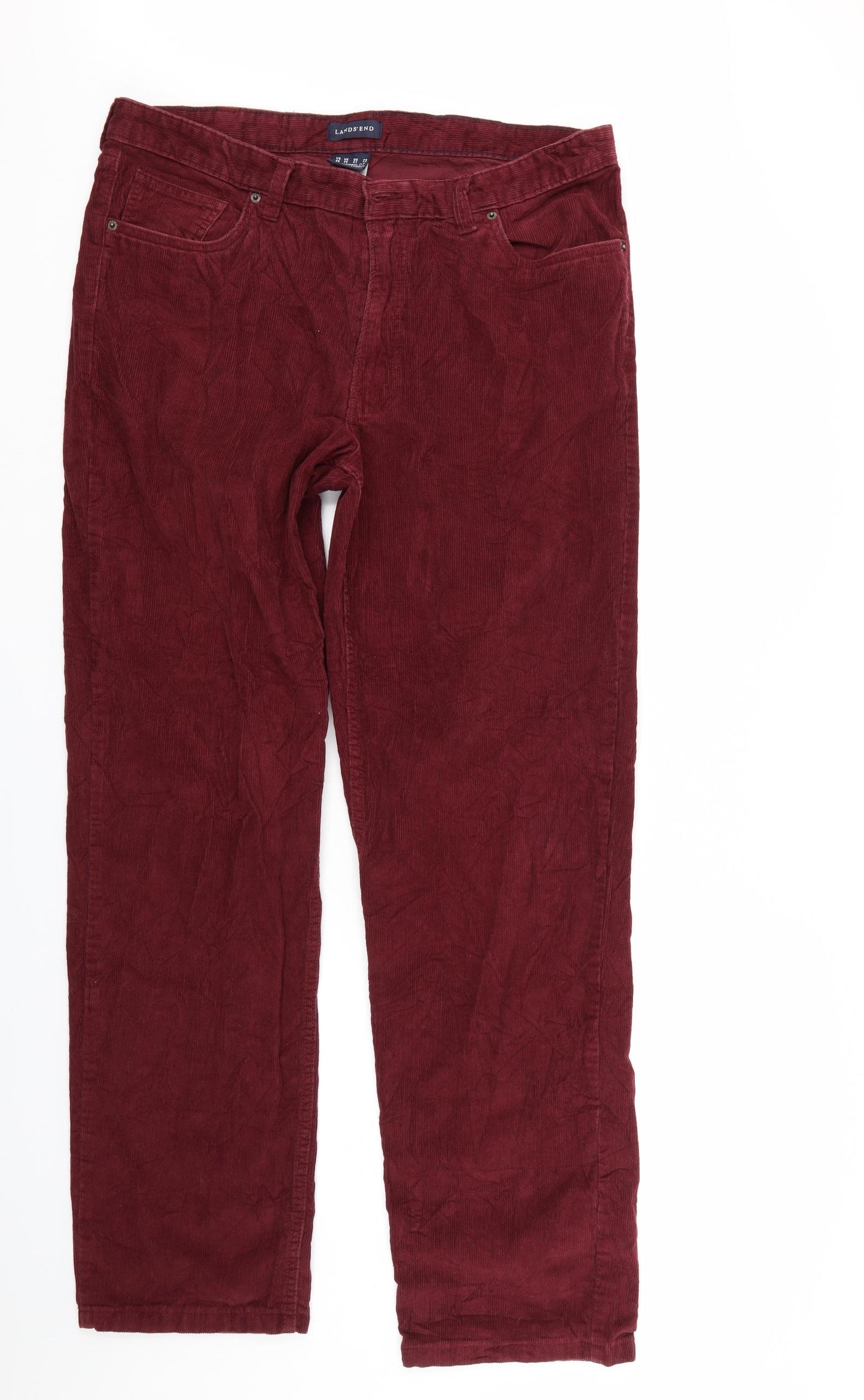 Lands End Mens Red  Corduroy Straight Jeans Size 38 L32 in