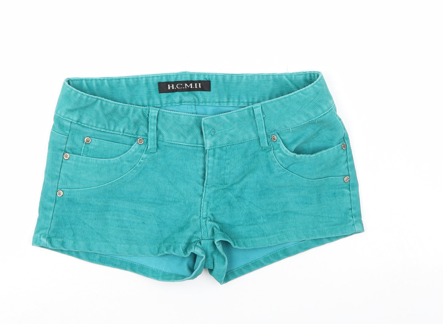 HCMII Womens Green  Corduroy Mom Shorts Size 31 in