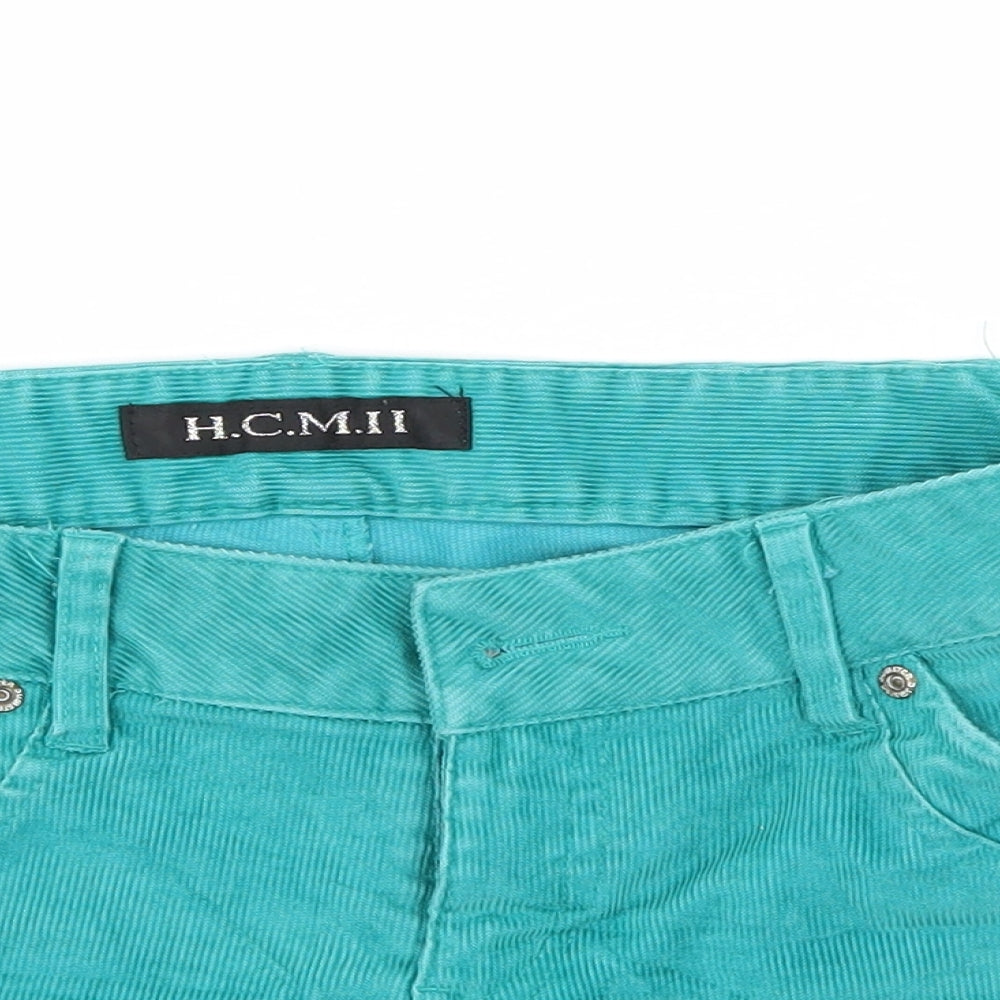 HCMII Womens Green  Corduroy Mom Shorts Size 31 in