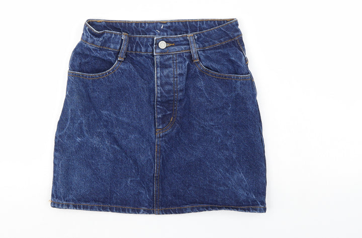 J Galt Womens Blue Denim A-Line Skirt Size S
