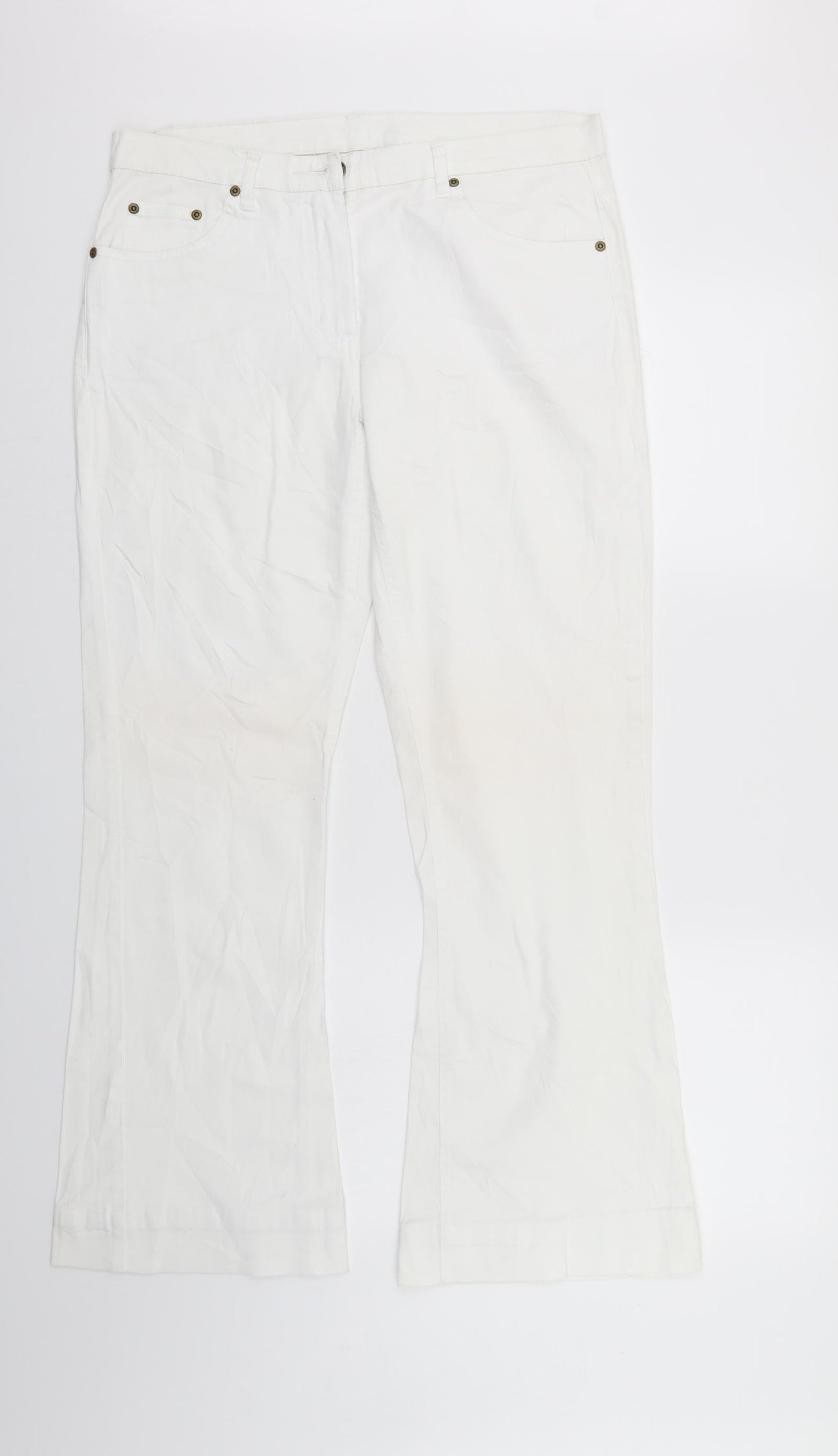 Identic Mens White  Denim Bootcut Jeans Size 42 L32 in