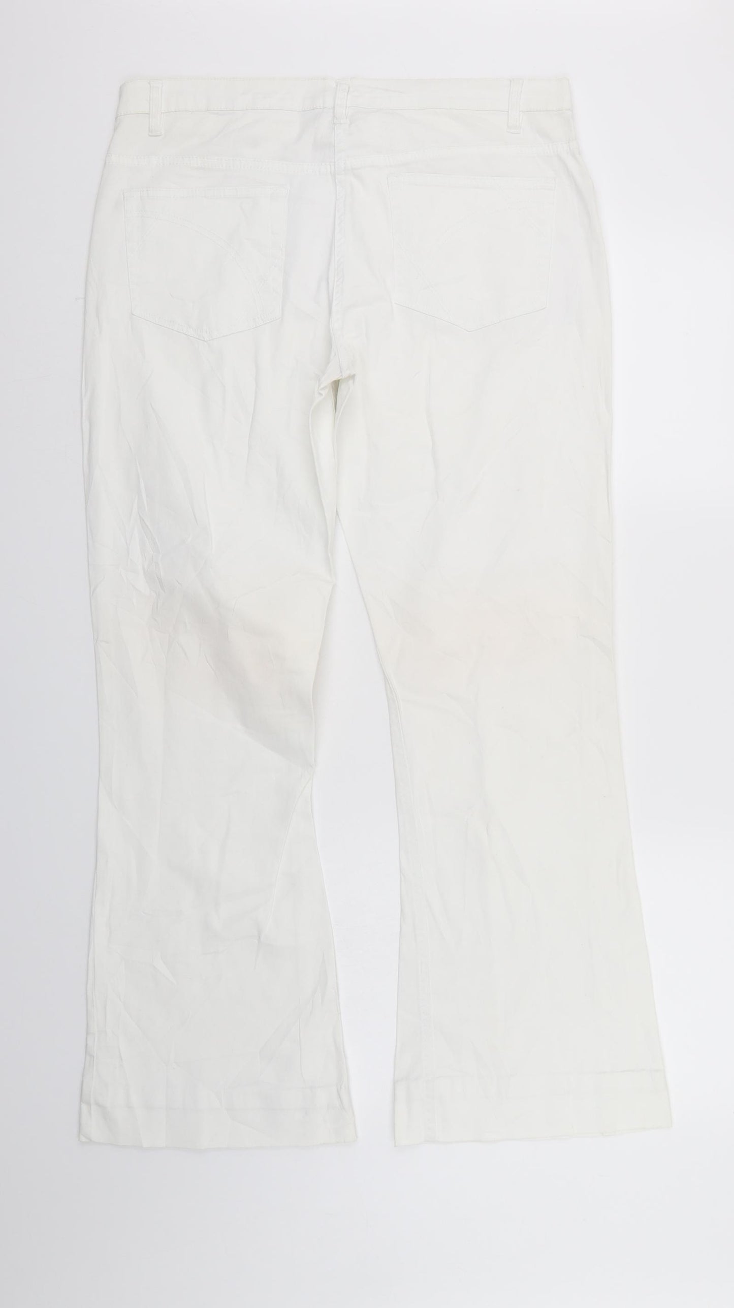 Identic Mens White  Denim Bootcut Jeans Size 42 L32 in