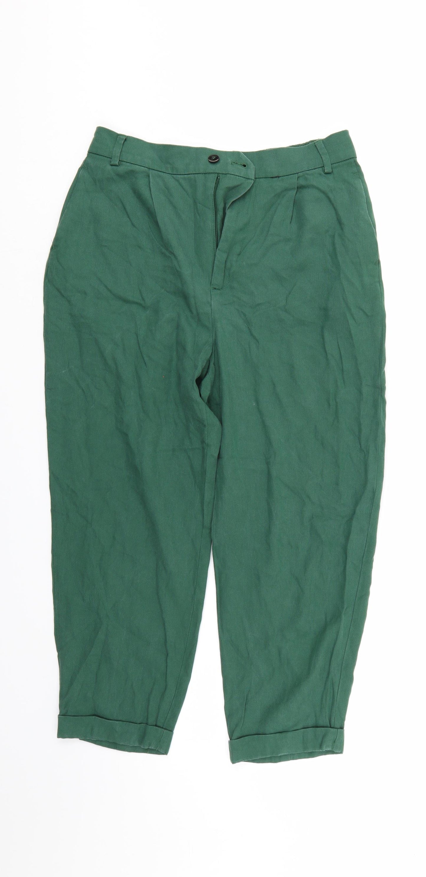 Zara Womens Green   Cropped Trousers Size S L21 in