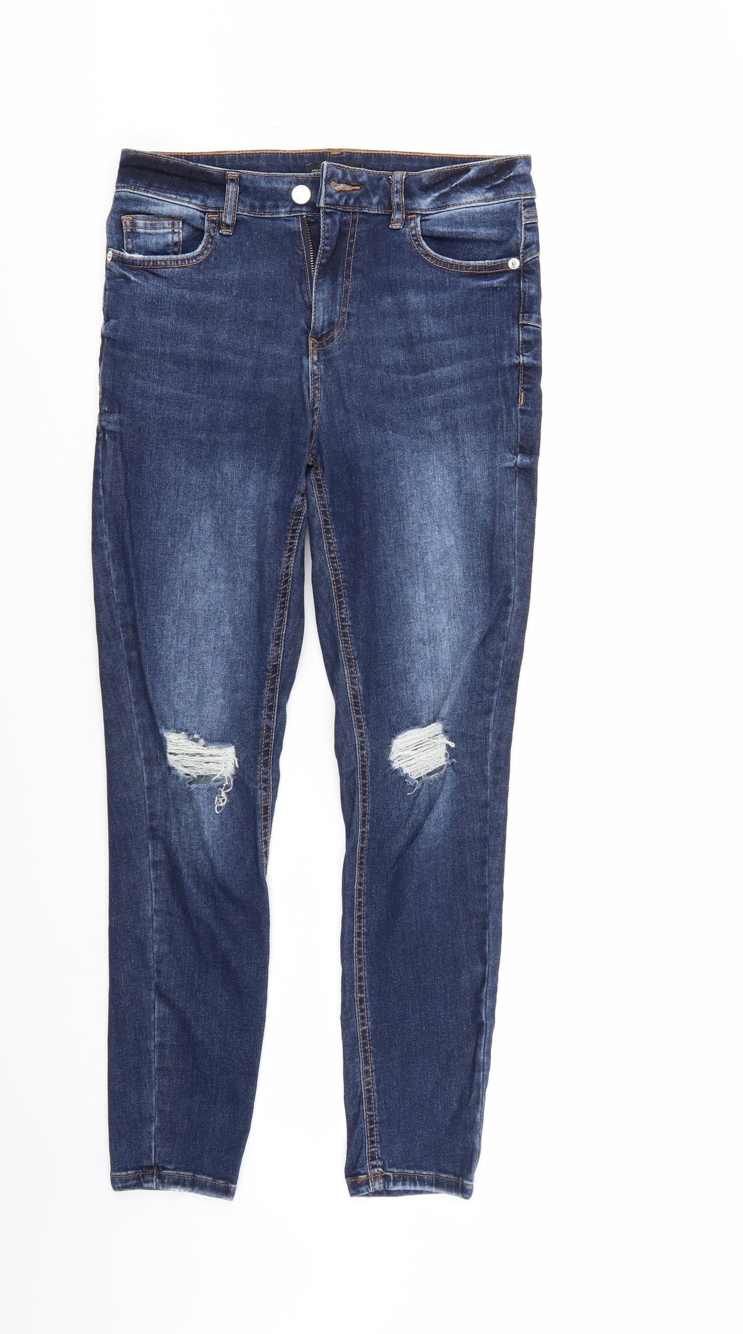 F&F Womens Blue  Denim Straight Jeans Size 10 L27 in