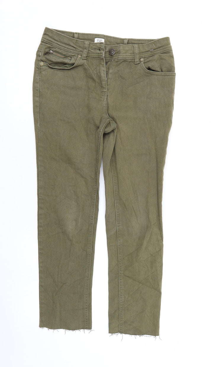 F&F Womens Green Denim Cropped Jeans Size 8 L23 in