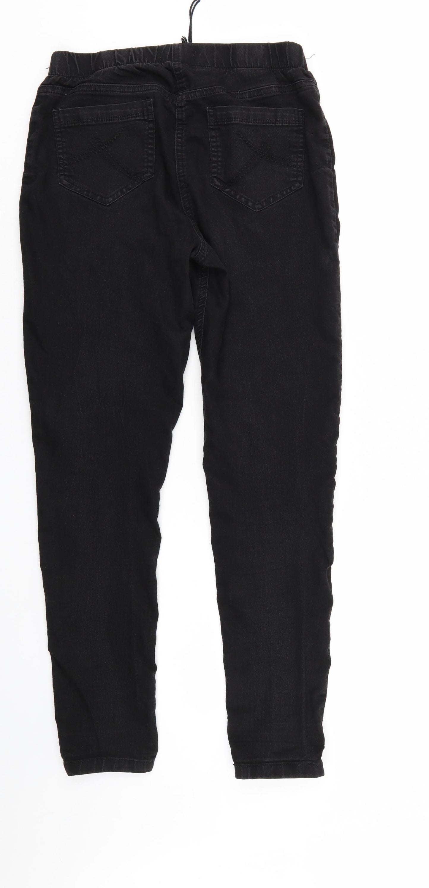 TU Womens Black  Denim Tapered Jeans Size 14 L29 in - Elastic Waist