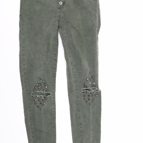 Hand Work denim Mens Green  Denim Tapered Jeans Size 26 L29 in