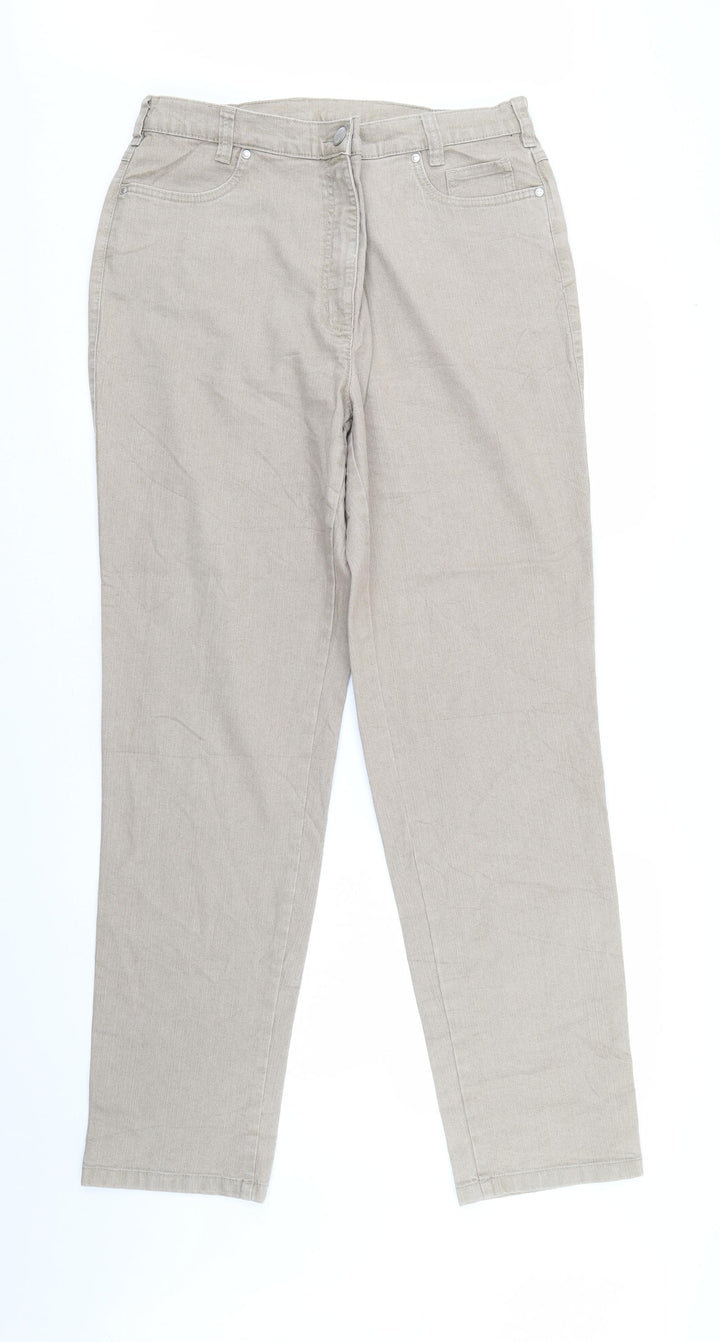 Perworn Womens Beige  Denim Straight Jeans Size 32 in L32 in