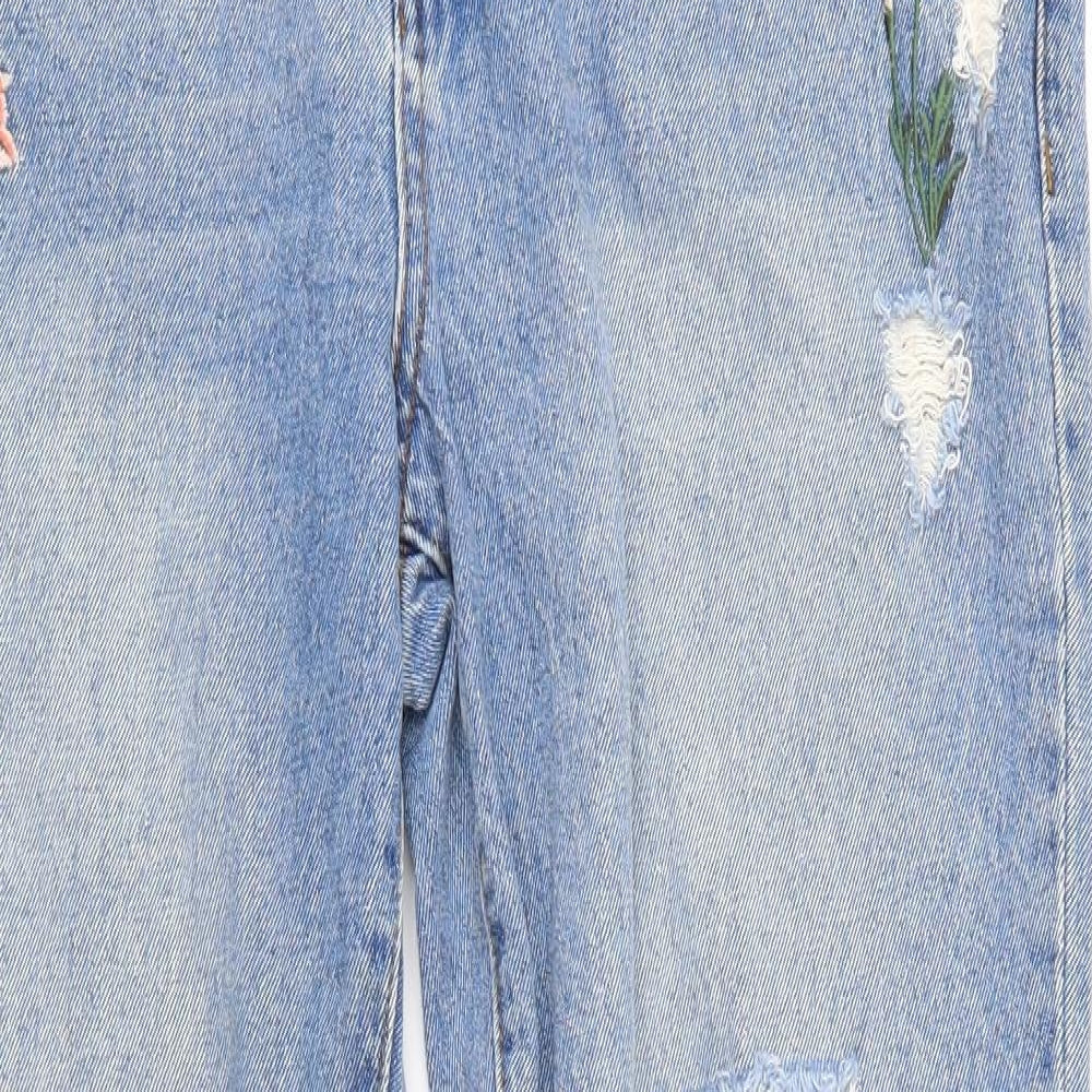 Red Herring Womens Blue Floral Denim Cropped Jeans Size 12 L25 in
