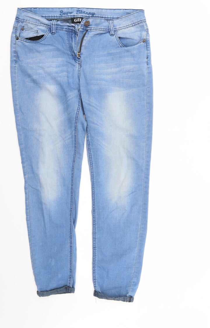 G21 Womens Blue  Denim Straight Jeans Size 14 L28 in