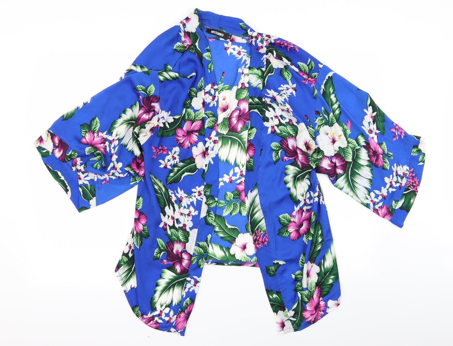 misguided Womens Blue Floral  Basic Blouse Size 8