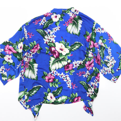 misguided Womens Blue Floral  Basic Blouse Size 8