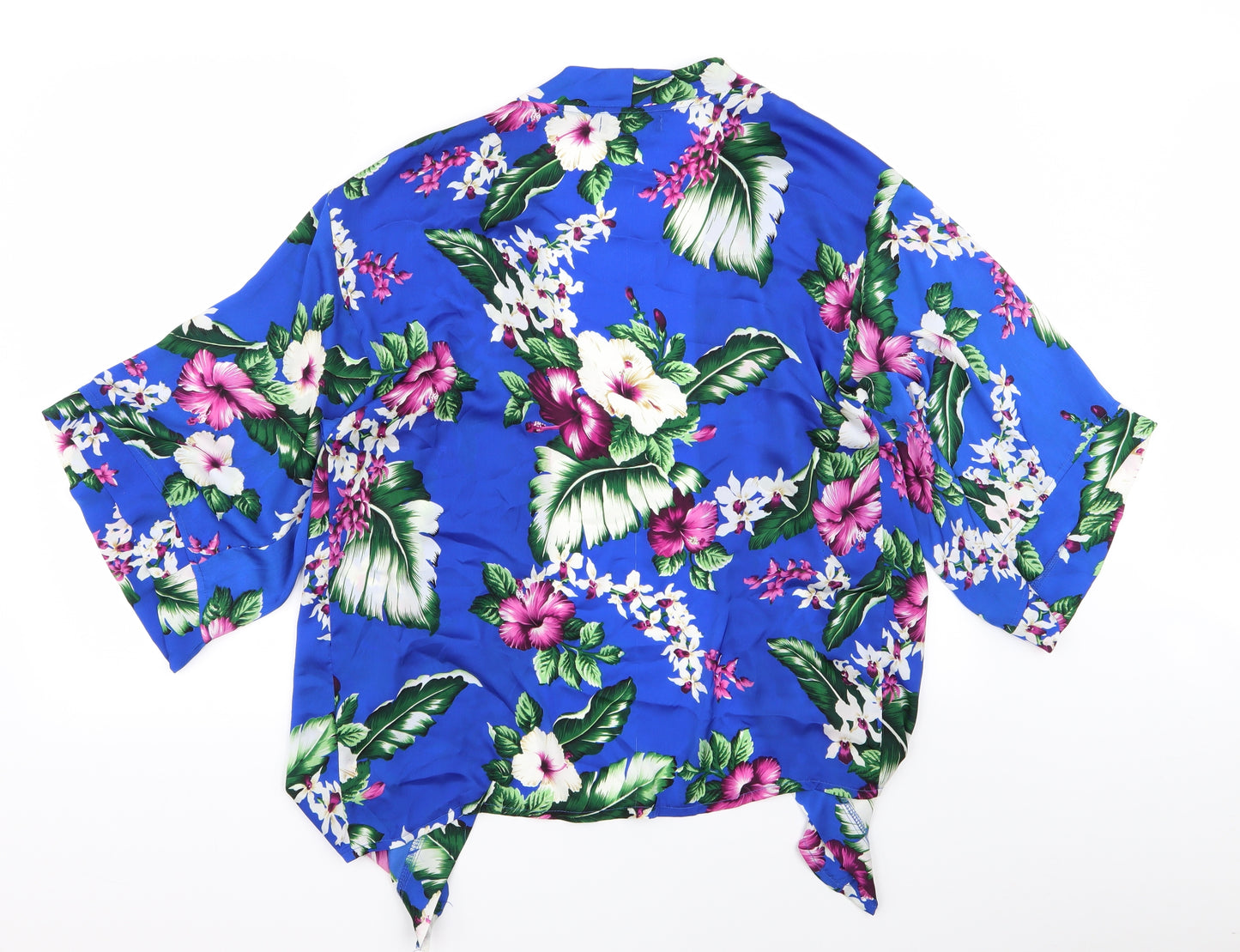 misguided Womens Blue Floral  Basic Blouse Size 8