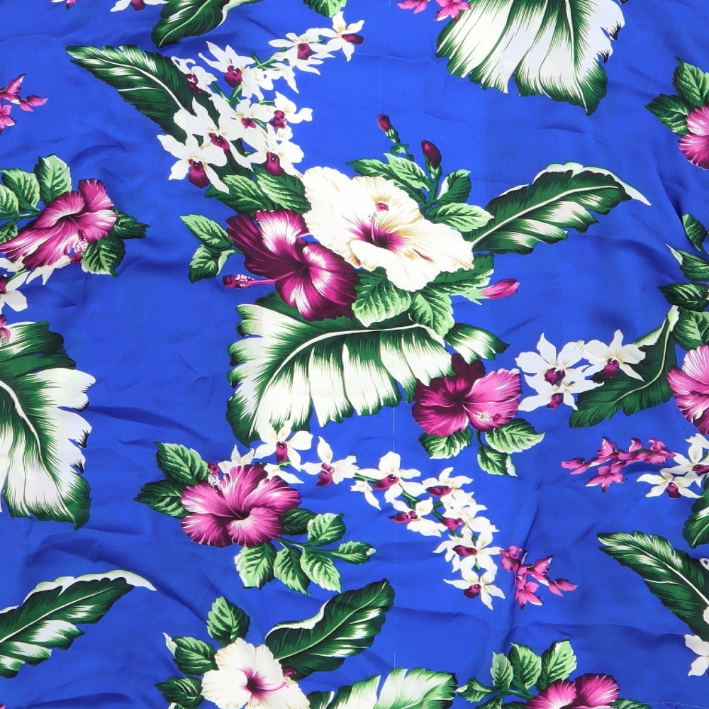 misguided Womens Blue Floral  Basic Blouse Size 8